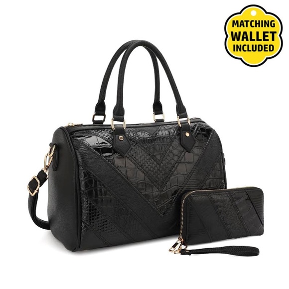Fashion Faux Leather Handbag + Wallet Set - Picture 1 of 5